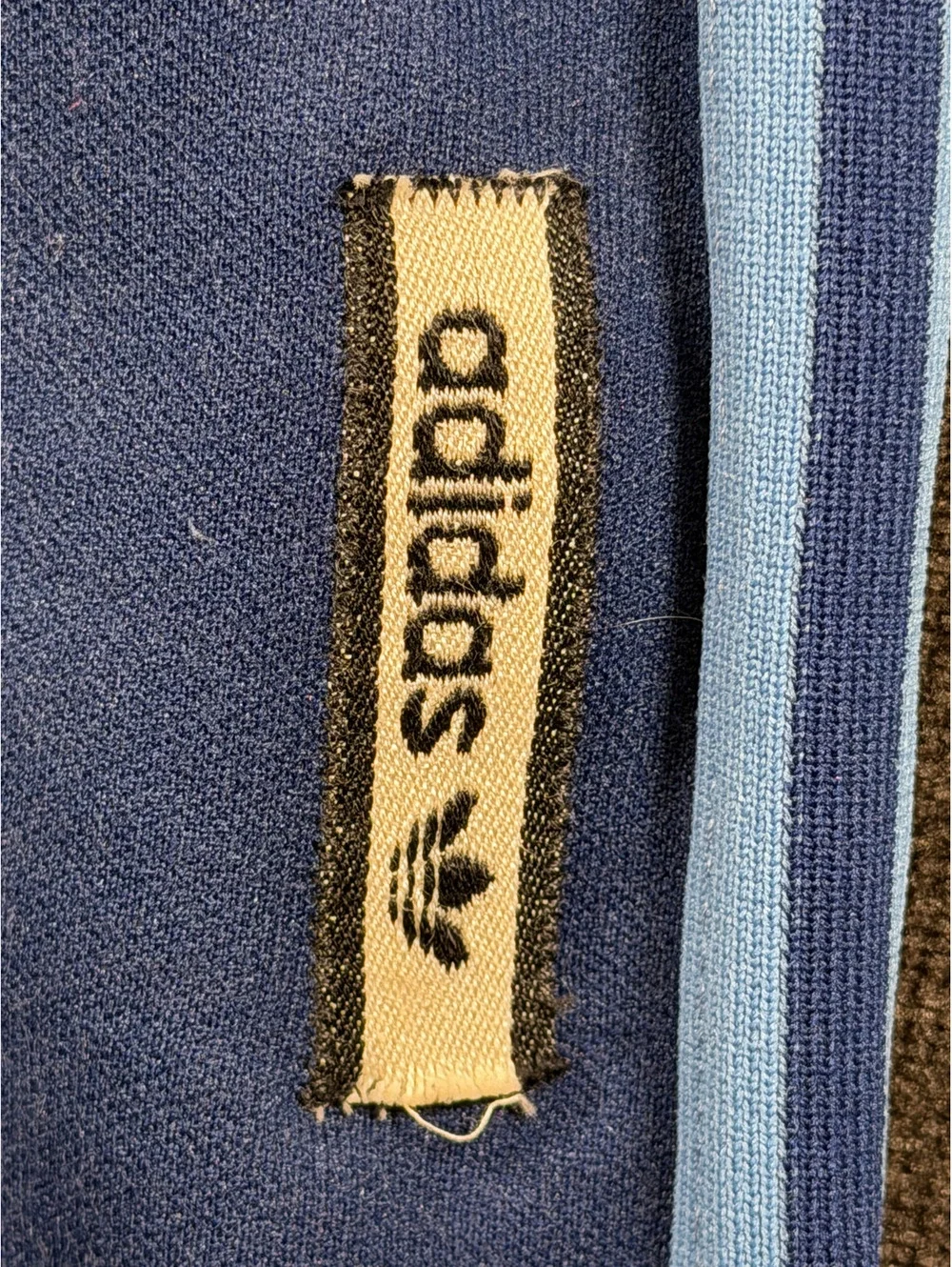 Vintage Adidas Sleeveless Blue Jumpsuit with Light Blue Stripes